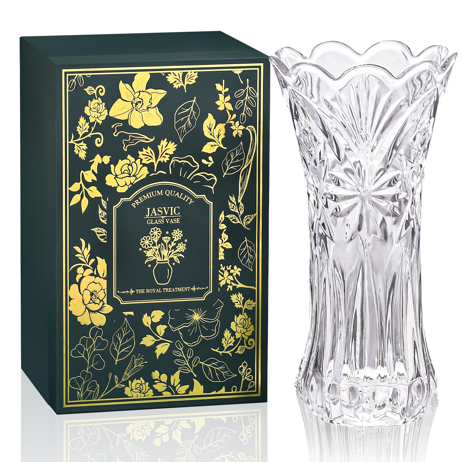 Elegant Crystal Flower Vase, 12-Inch