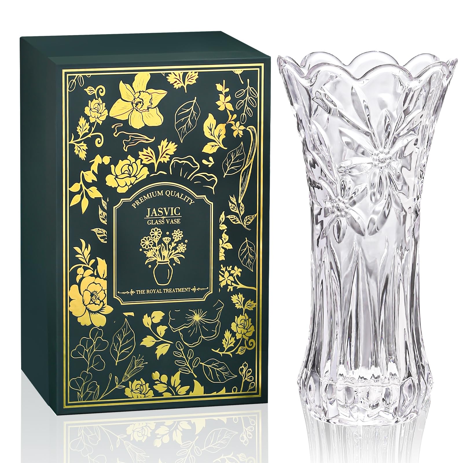Elegant Crystal Flower Vase, 12-Inch