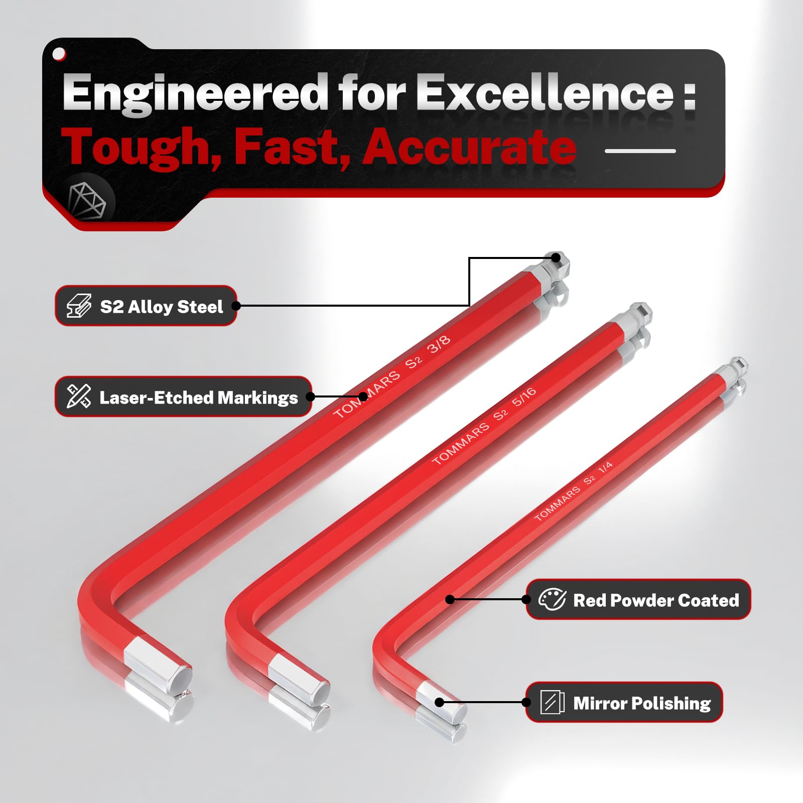 Premium S2 Steel Magnetic Ball-End Hex Key Set