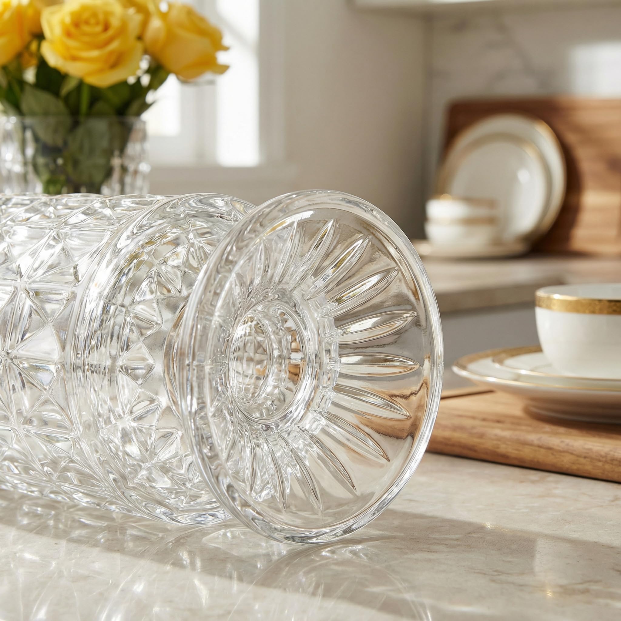 Set of 7-Inch Embossed Crystal Vases